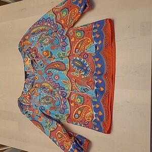 LIKE NEW TALBOTS Vibrant 100% Cotton Paisley Print Blouse
